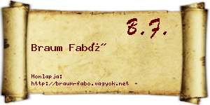 Braum Fabó névjegykártya